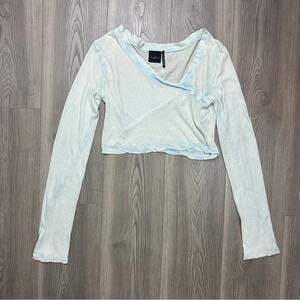 Urban Outfitters Light Blue Sheer Cropped Top with Asymmetrical Neckline